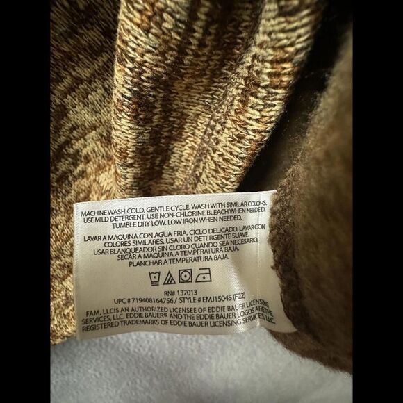 Eddie Bauer Sweatshirt Mens Extra Large Brown 1/4 Zip Pullover Fleece Mock Neck - Picture 4 of 12